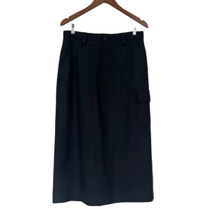 Wool Blend Charcoal Grey GAP Cargo Midi Skirt Minimalist Grunge Size 8